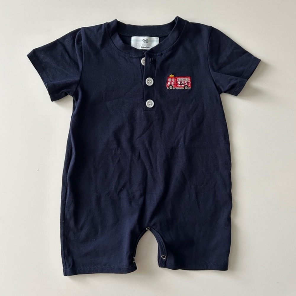 Firetruck Appliqué Short Romper